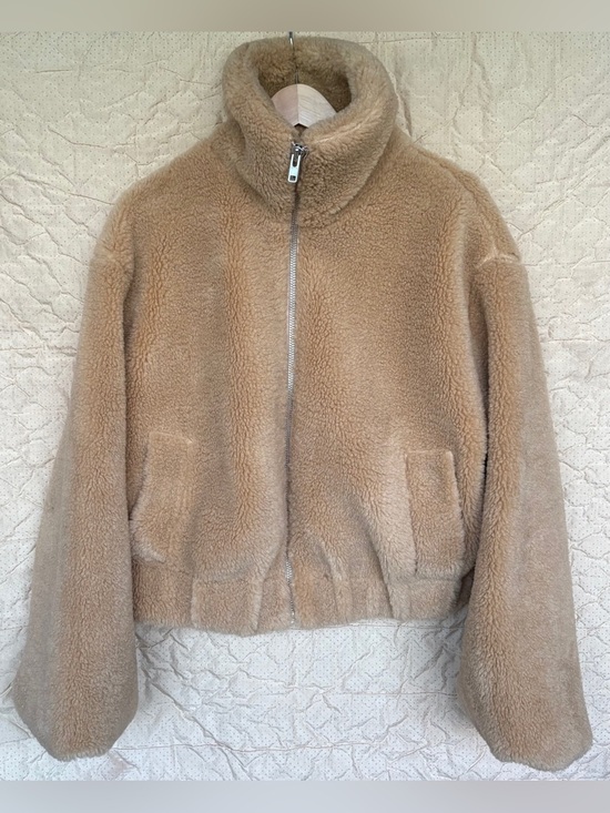 Free People Jackets & Blazers - Free People Jacket Size S/M Get Cozy Teddy Sherpa Oversized Jacket Tan Brown